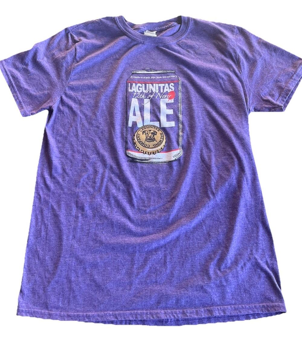 Lagunitas 12th of never ale t shirt Med Purple super clean beer alcohol soft